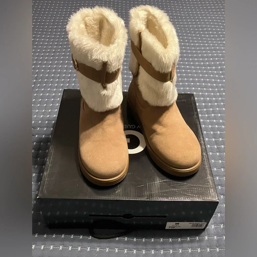 G by Guess Tan Fur-Lined Winter Boots